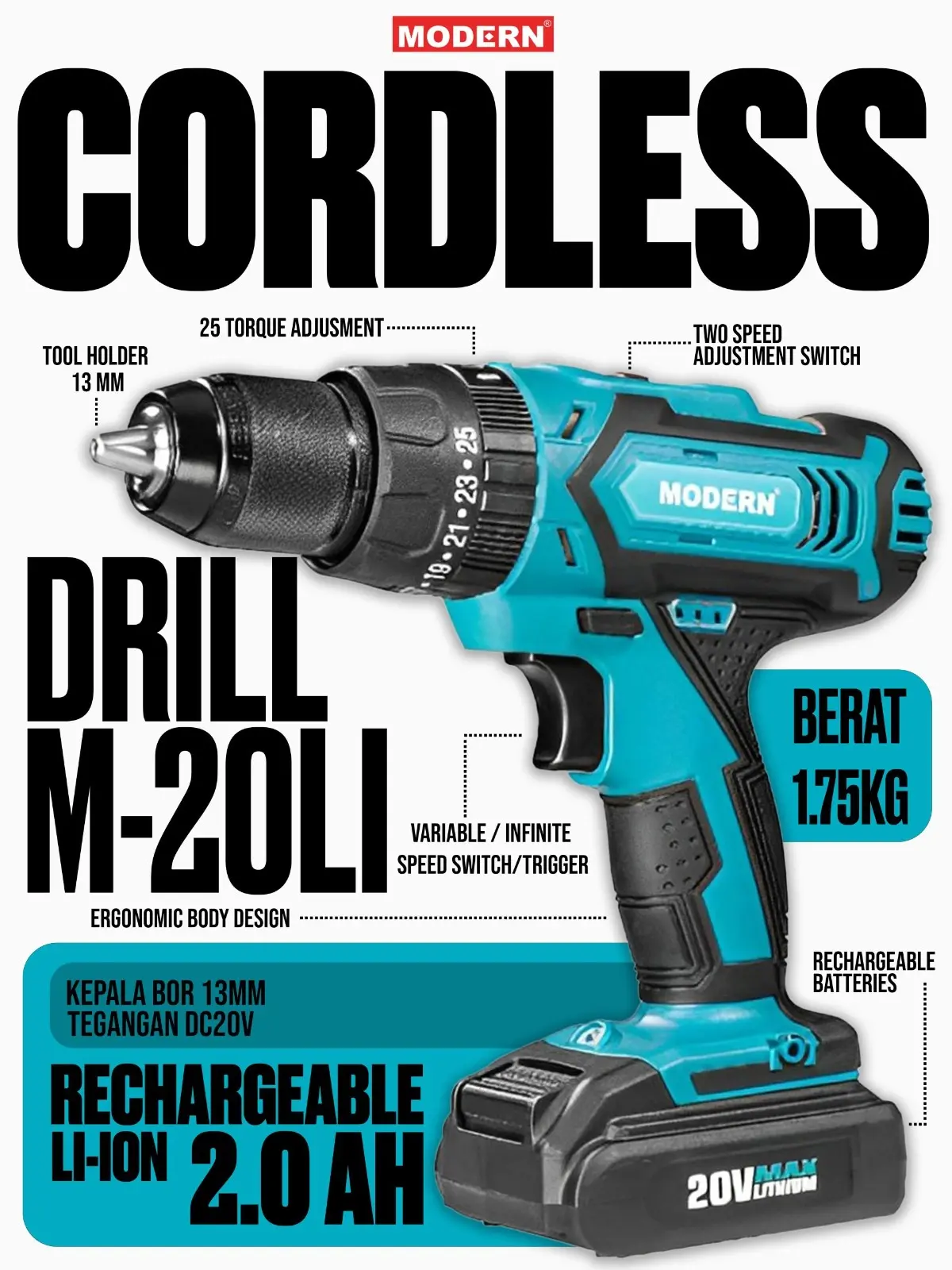 Cordless Drill Modern M-20Li