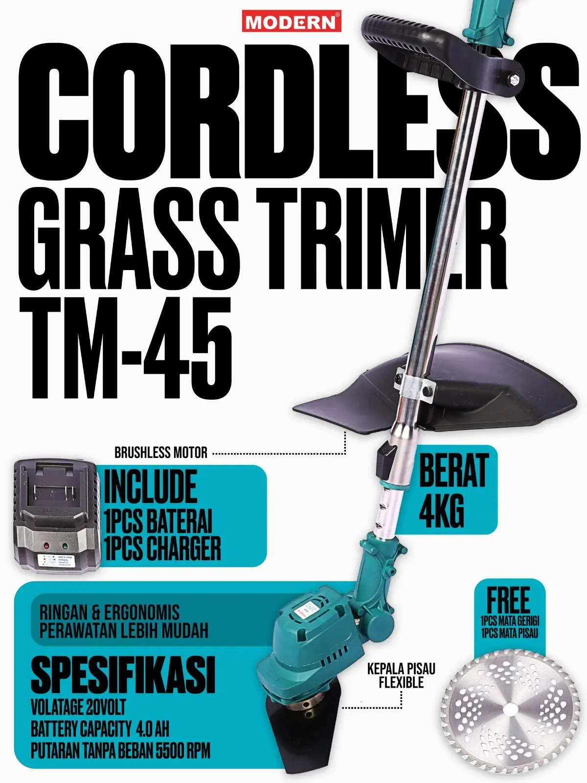 Mesin Potong Rumput Cordless Modern TM-45