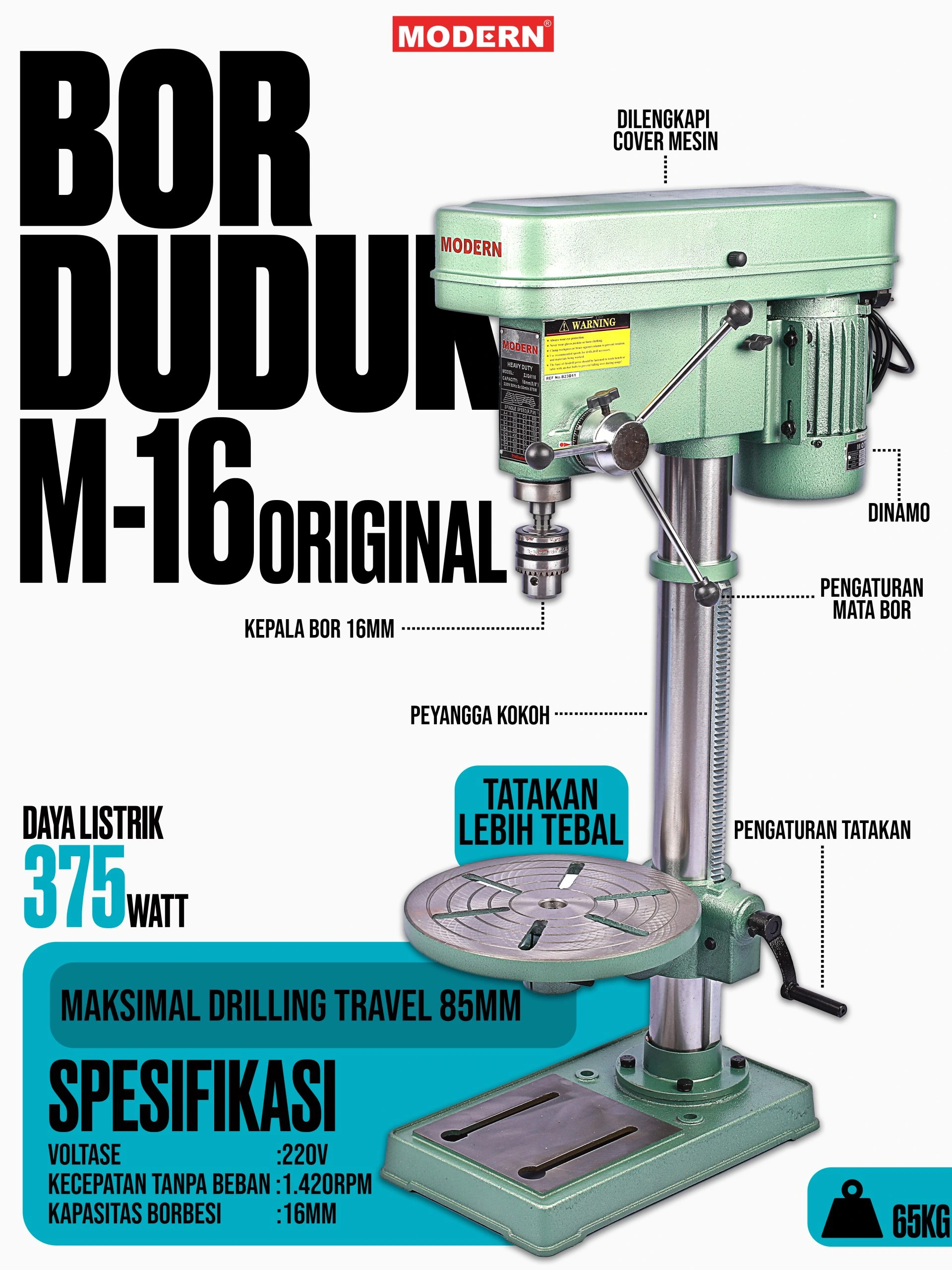 Mesin Bor Duduk Modern M-16 Original